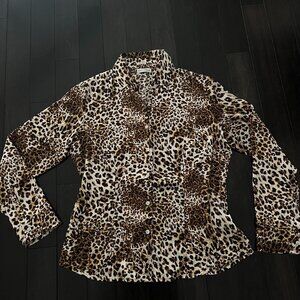 Kaelyn Max Leopard Print Silk Button-Up | Oversized Fit